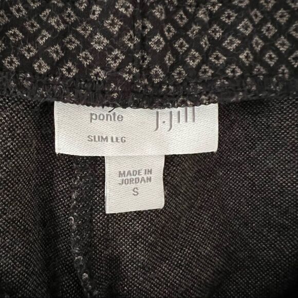 J. Jill Ponte Slim Leg Pant Black + Grey Small Diamond Print Stretch Size Small - Picture 5 of 7